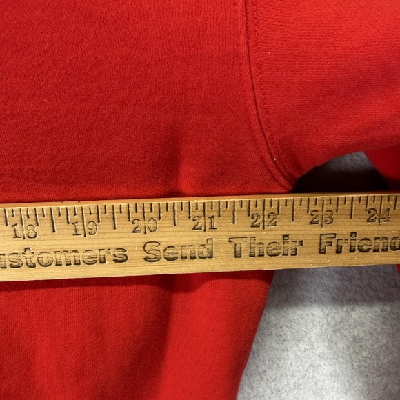 Comfrt Hoodie Sweatshirt Mens Small Red Fleece Pullover Kangaroo Pocket Logo - Picture 9 of 11